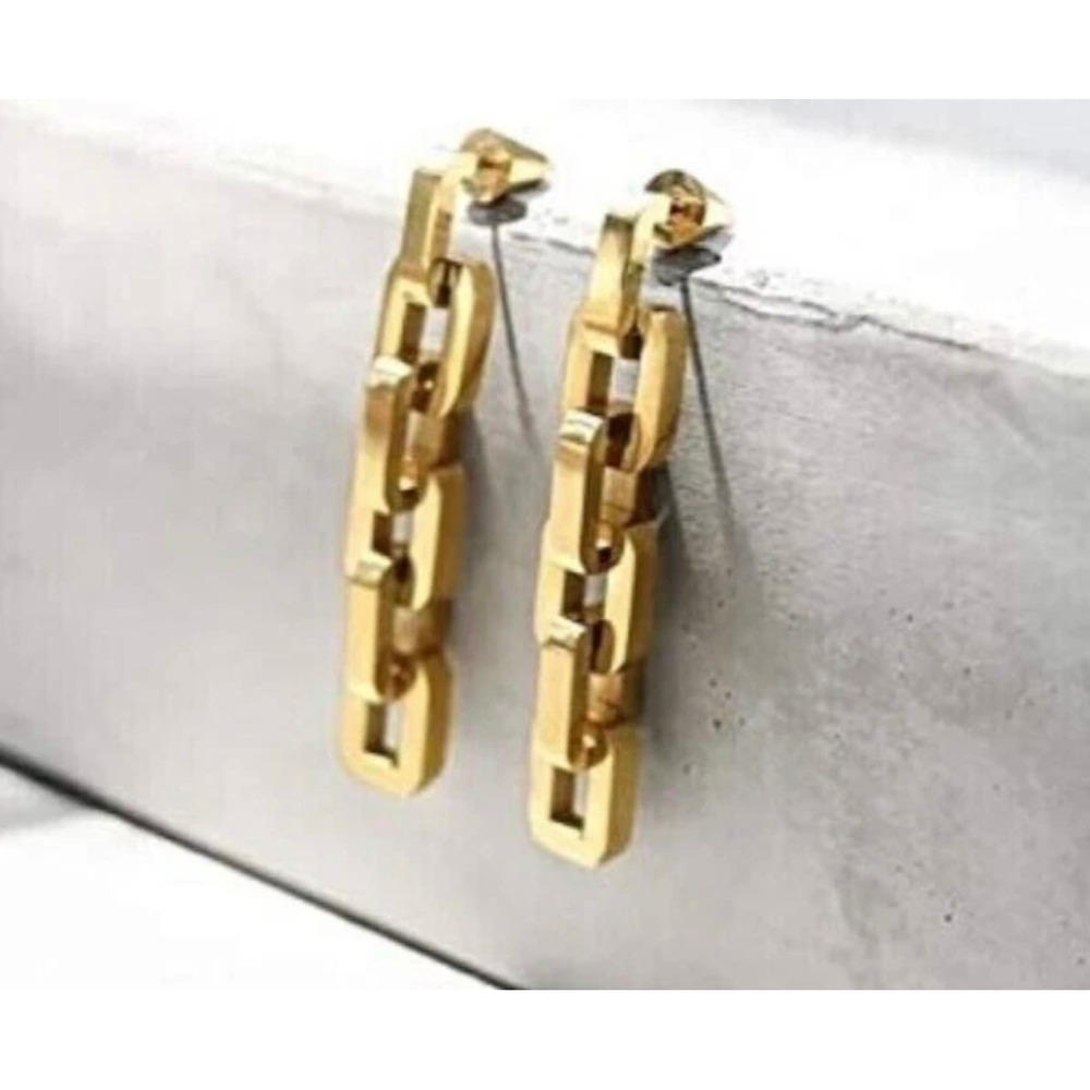 Eddie Borgo NWT 12K Gold Plate Chain Link Earrings With Dust Bag
